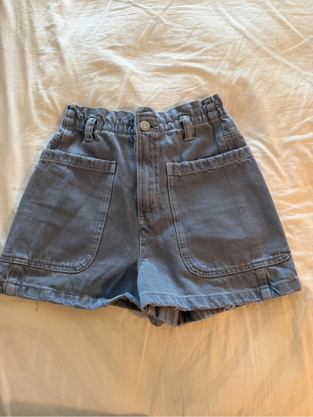 Zara Dusty Blue High-Waist Pocket Shorts